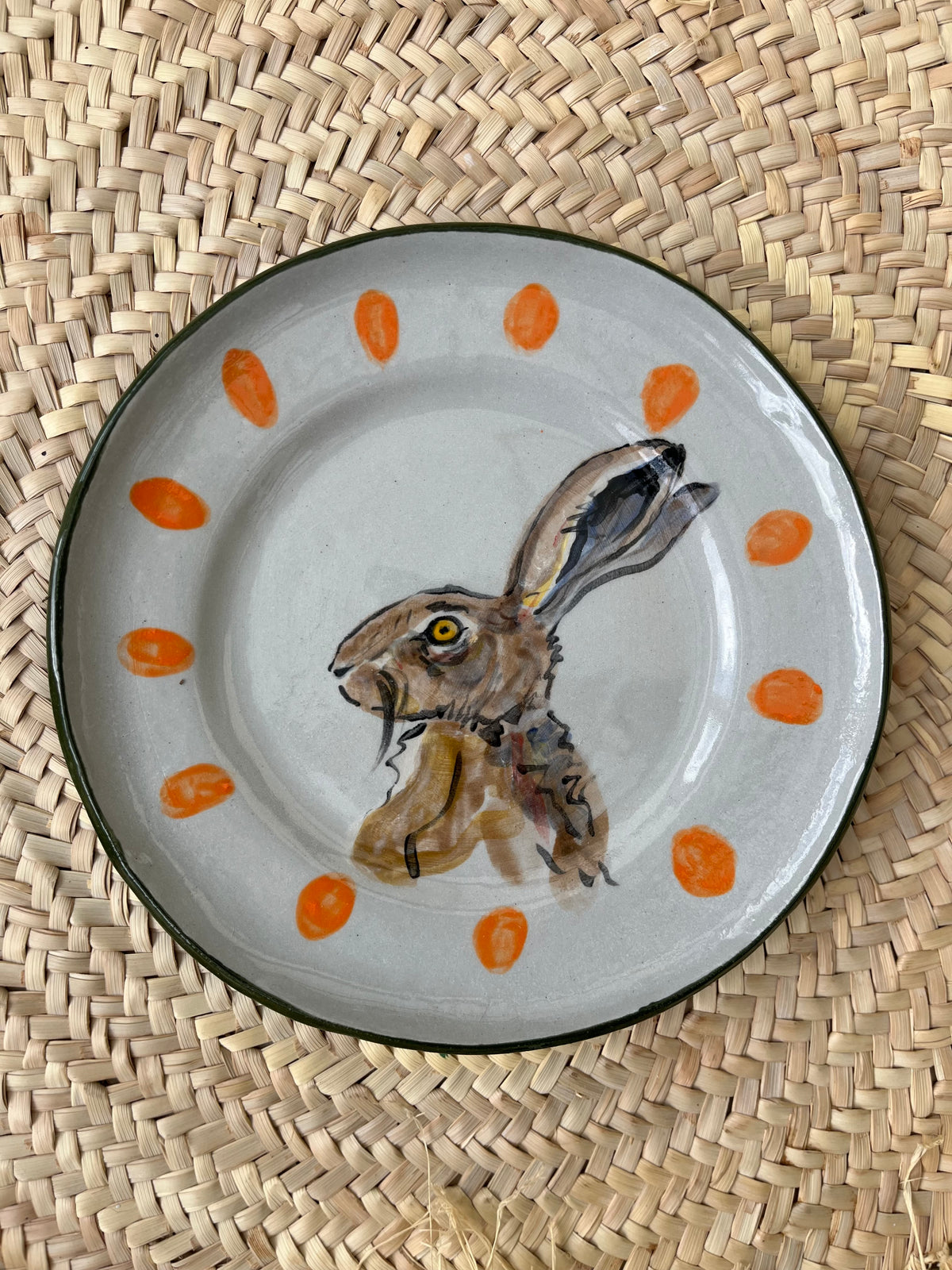 Hare with dark green edge